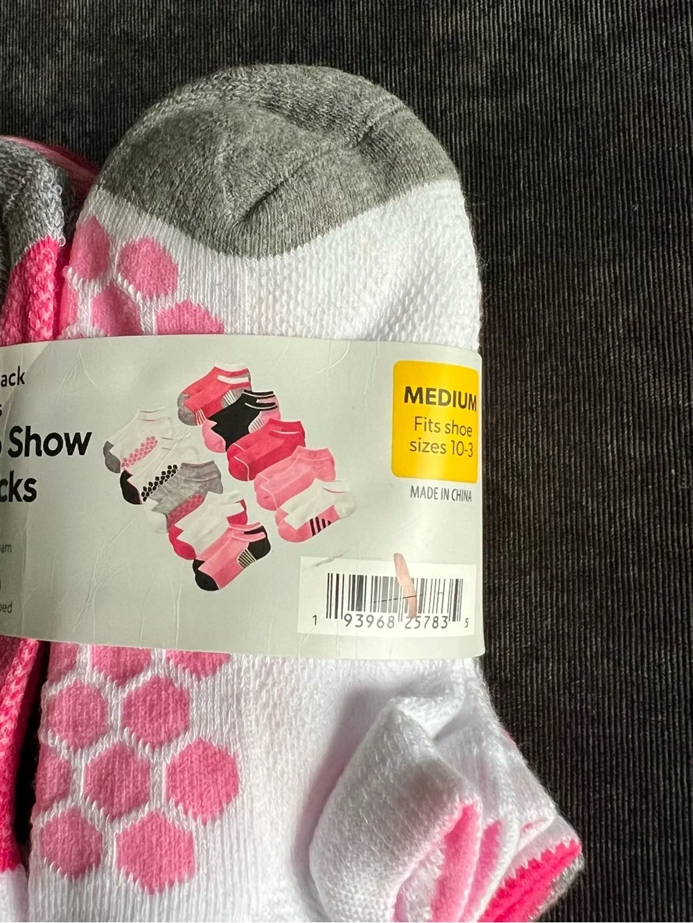 NWT Members Mark 10-Pack Kid’s No Show Socks Size Medium